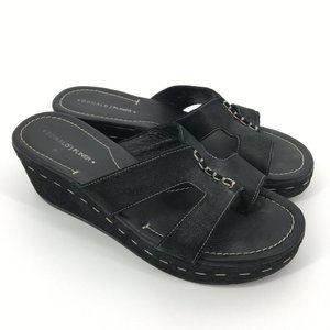 Donald J. Pliner Black Sela Wedge Sandal Size 9